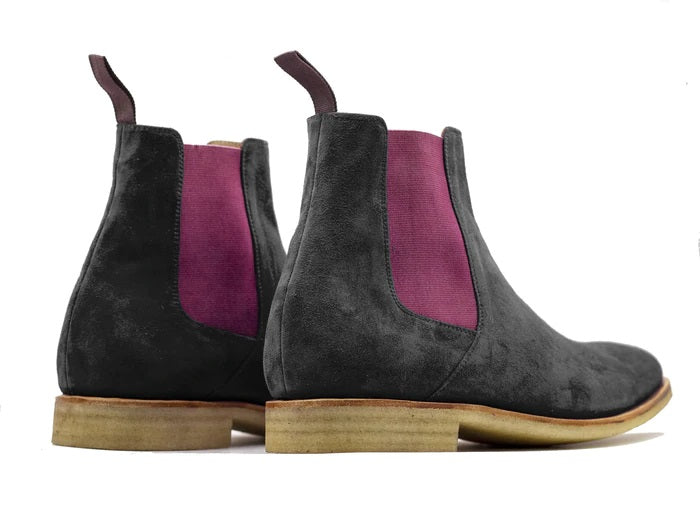 Handmade Men's burgundy color Leather Chelsea Boots ,Men Ankle High Leather  boots