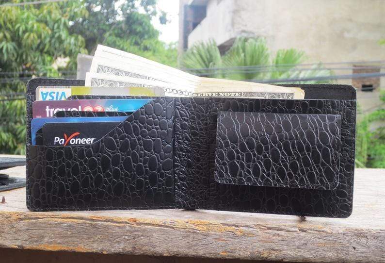 Mens Wallet, Mens Leather Wallet, Handmade Wallet Leather Wallet Thin Leather Wallet, Men Wallets, Traditional Alligator Texture Card Holder