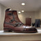 Ankle High Brown Triple Buckle Pure Genuine Leather Boot For Men's