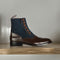 Ankle High Handmade Navy Blue & Brown Leather Suede Boot, Men's Luxury Boot