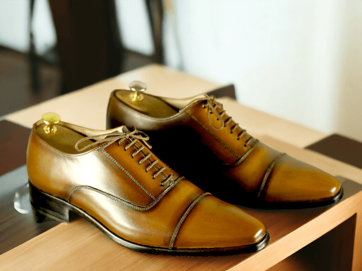 Bespoke Brown Leather Split Toe Shoes for Men