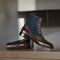 Ankle High Handmade Navy Blue & Brown Leather Suede Boot, Men's Luxury Boot