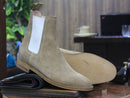 Handmade Ankle High Suede Chelsea Boot, Men's Classic Boot