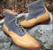 Ankle High Two Tone Leather Suede Boot, Men's Brogue Toe Boot