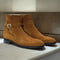 Ankle High BrownSuede Boot, Handmade Buckle Style Classic Boots For Men's