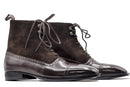 Ankle High Dark Brown Handmade Boots, Leather Suede Lace Up Boots For Men's