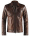 Men's Brown Leather Slim fit Biker Motorcycle Casual Jacket - leathersguru