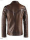 Men's Brown Leather Slim fit Biker Motorcycle Casual Jacket - leathersguru