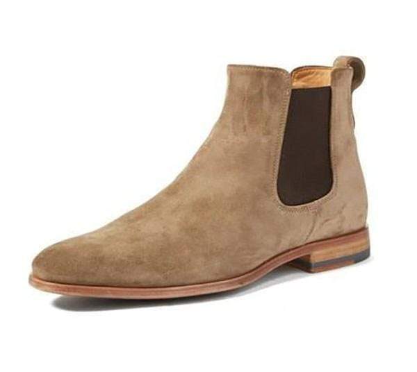 Bespoke Tan Chelsea Suede Slip On Boots - leathersguru