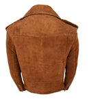 Handmade Brando Suede Men's Brown Zipper Belted Jacket