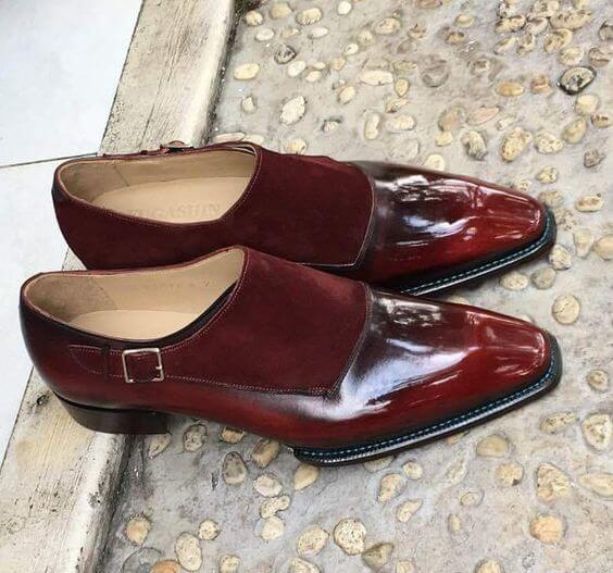 Handmade Men's Burgundy Whole Cut Leather Shoes, Men Slip On Dress For –  theleathersouq