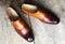 Handmade Men's Tan Brown Color Shoes Stylish Leather Monk Strap Shoes