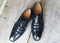 Handmade Men's Black Leather Lace Up Cap Toe Shoe - leathersguru