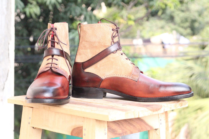 Handmade Madrid Strap leather ankle boots for men's - leathersguru