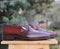 Bespoke Burgundy Leather Monk Strap Wing Tip Shoe for Men - leathersguru
