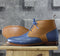 Bespoke Tan Blue Chukka Leather Lace Up Boots - leathersguru