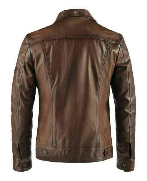 Men Genuine leather slim fit distress slim fit biker jacket - leathersguru