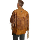 Men's Cowboy Style Tan Color Leather Jacket, Men's Western Style Fringe Leather Jacket - leathersguru