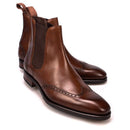 Men's Handmade Brown Color Chelsea Boot, Men's Leather Wing Tip Formal boot
