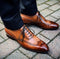 Men's Handmade Brown Wing Tip Dress Leather Shoes,Stylish Brogue Toe Shoes