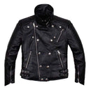 Men's Biker Leather Jacket, Men's Fashion Black Motorcycle Zipper Studs Jacket - leathersguru