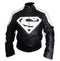 New Customized Men's Handmade Black Leather White Super Man Style Biker Leather Jacket - leathersguru