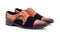 Men's Black Brown Leather Suede Monk Strap Cap Toe Shoes - leathersguru