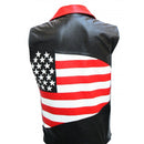 USA Flag Leather Motorcycle Vest for Men