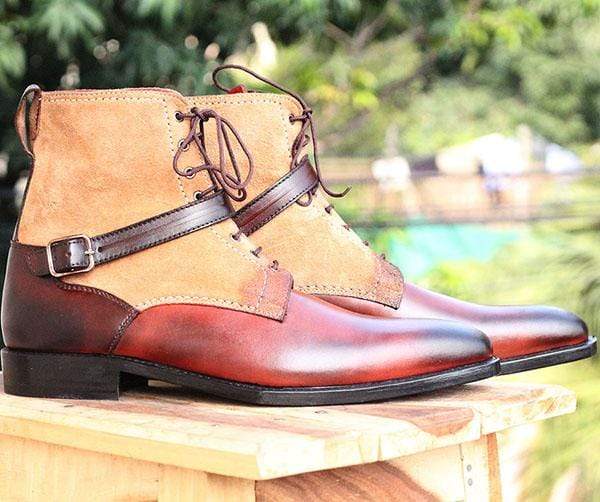 Handmade Madrid Strap leather ankle boots for men's - leathersguru