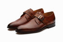 Handmade Brown Monk Strap Leather Shoe - leathersguru