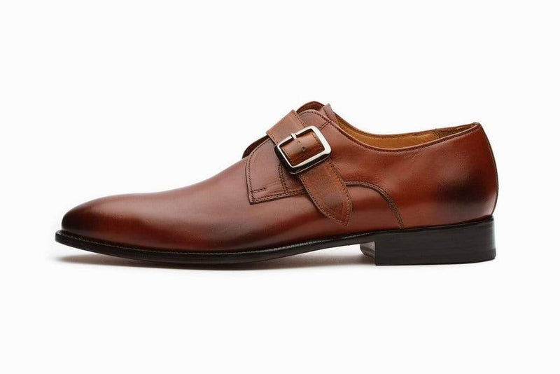 Handmade Brown Monk Strap Leather Shoe - leathersguru