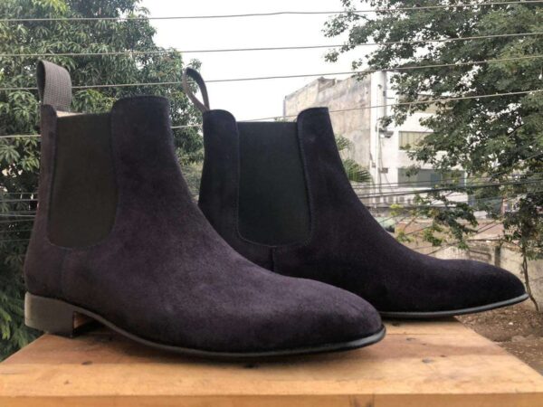 Men's Navy Blue Chelsea Suede Boot - leathersguru