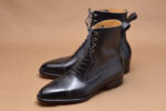 Bespoke Cap Toe Leather lace Up Black Boot - leathersguru