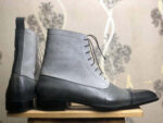 Men's Ankle High Gray Leather Suede Boot - leathersguru