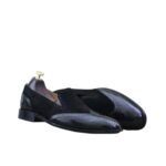 Bespoke Black Suede Leather Wing Tip Toe Loafer Shoe - leathersguru