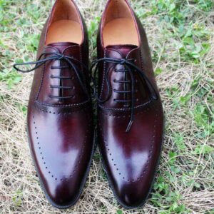 Bespoke Burgundy Leather Lace Up Stylish Shoe for Men