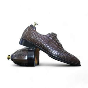 Men's Handmade Goodyear Welted Alligator Print Whole Cut Leather Shoes