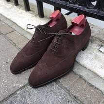 Handmade Brown Suede Wing Tip Brogue Shoe - leathersguru