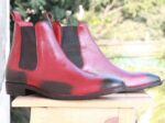 Handmade Black Burgundy Leather Chelsea Boots - leathersguru