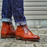 Handmade Ankle brown Wing Tip Brogue Lace Up Leather Boot