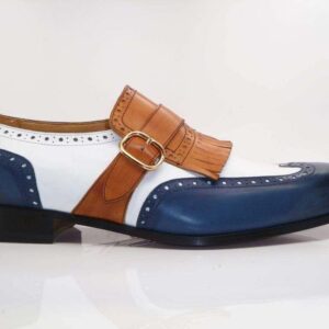 Handmade Leather Monk Strap Fringe Loafers Shoe - leathersguru