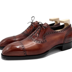 Handmade Brown Cap Toe Leather Shoe - leathersguru