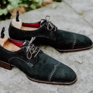 Handmade Men's Suede Black Lace Up Shoes - leathersguru