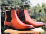 Bespoke Tan Chelsea Simple Leather Boots - leathersguru