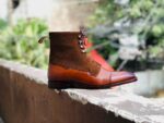 Handmade Brown Leather Suede Cap Toe Lace Up Boot - leathersguru