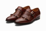 Handmade Monk Strap Brogue Fringe Loafers Shoes - leathersguru