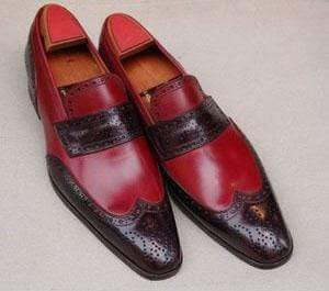 Handmade Burgundy Maroon Leather Penny Loafers - leathersguru