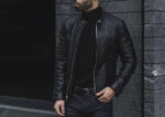 Vintage Slim fit Biker Bomber Black Leather Men Jacket - leathersguru