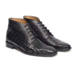 Handmade Half Ankle Black Color Genuine Alligator Textured "Good Year Welted" Chukka Boots