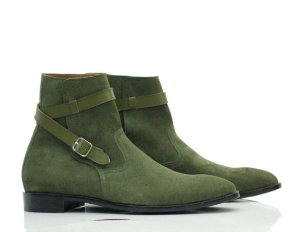 Handmade Olive Green Suede Boot, Ankle Boot, Jodhpurs Boot, Oxford Boot